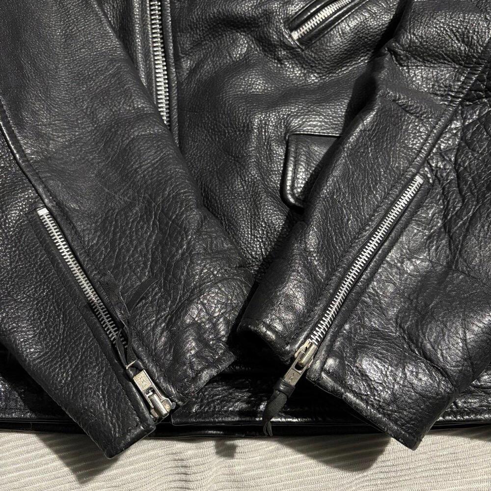 Vintage Wilsons Leather Motorcycle Jacket Biker Black Belted zip y2k grunge punk - Picture 6 of 11